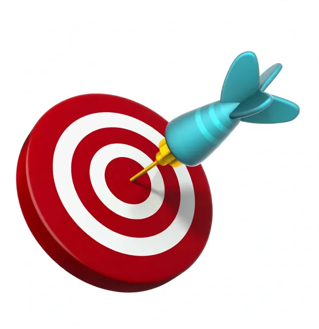 Target with a teal dart right in the bullseye